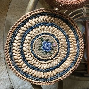 True vintage 1940’s woven trivet/placemat
